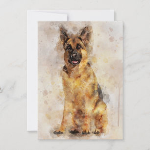 German Shepherd Dog Watercolor Portrait 03 Mitteilungskarte