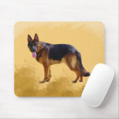 German Shepherd Dog Watercolor Portrait Mousepad (Mit Mouse)