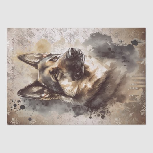 German Shepherd Dog Watercolor Seidenpapier (Vorderseite)
