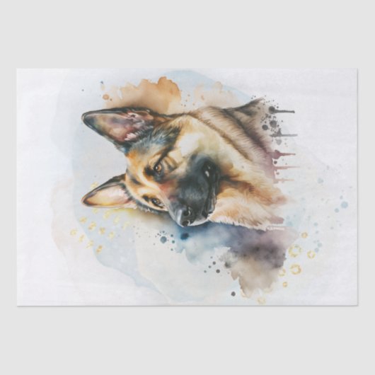 German Shepherd Dog Watercolor Seidenpapier (Vorderseite)
