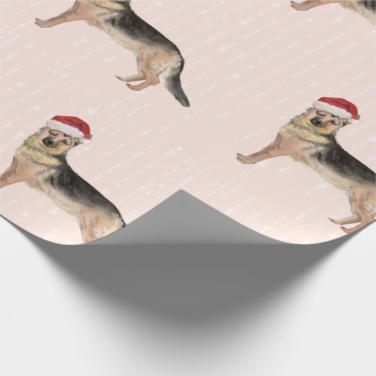 German Shepherd Dog Weihnachts-Weihnachtsmannmütze Geschenkpapier (Ecke)
