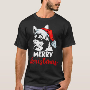 German Shepherd Dog Weihnachtsmannmütze Frohe Weih T-Shirt