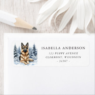 German Shepherd Dog Winter Watercolor-Adresse