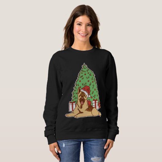 German Shepherd Dog with Christmas Tree and Sweatshirt (Vorne ganz)