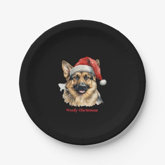 German Shepherd Dog Xmas Weihnachtsgeschenke Ideen Pappteller (Vorderseite)