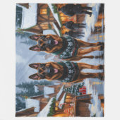 German Shepherd Dogs Christmas Snow Holiday Fleecedecke (Vorderseite)