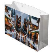 German Shepherd Dogs Christmas Snow Holiday Große Geschenktüte (Rückseite Schrägansicht)