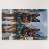 German Shepherd Dogs Christmas Snow Holiday Puzzle (Horizontal)