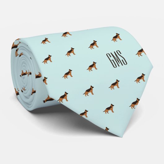 German Shepherd Dogs Pattern Monogrammed Krawatte (Gerollt)