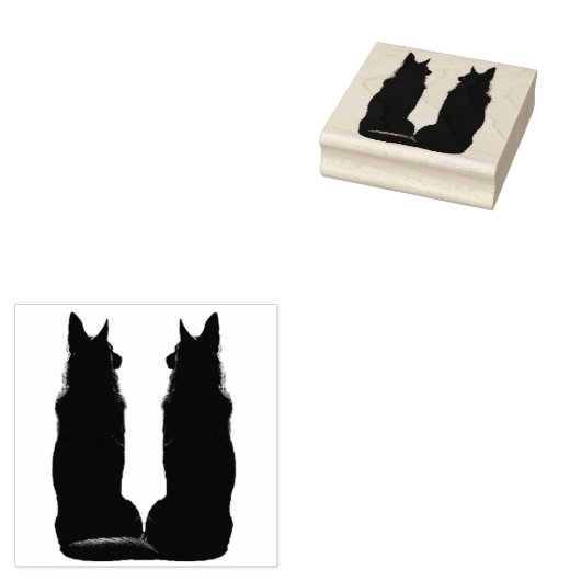 German Shepherd Double Silhouette Gummistempel (Stempel)