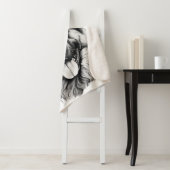 German Shepherd Drawing Portrait Sherpa Blanket Sherpadecke (Beispiel)