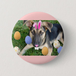 German Shepherd Easter Puppy Button