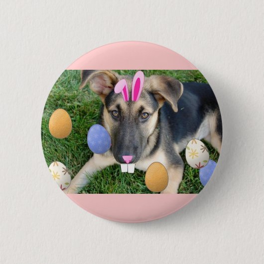 German Shepherd Easter Puppy Button (Vorderseite)
