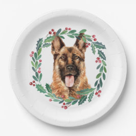 German Shepherd Elegant Dog Weihnachtsfeiertag Pappteller