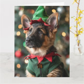 German Shepherd Elf Puppy Christmas Card Karte (Gelbe Blume)