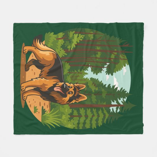 German Shepherd Forest Adventure Dog  Fleecedecke (Vorderseite (Horizontal))