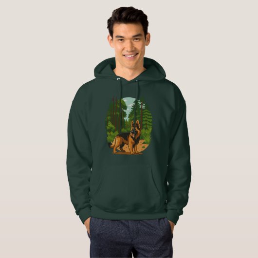 German Shepherd Forest Adventure Dog  Hoodie (Vorne ganz)