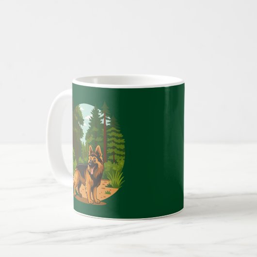 German Shepherd Forest Adventure Dog Kaffeetasse (Vorderseite Links)