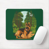 German Shepherd Forest Adventure Dog Mousepad (Mit Mouse)