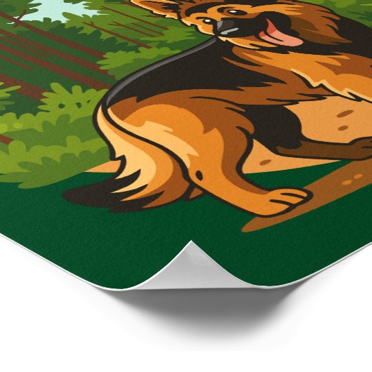 German Shepherd Forest Adventure Dog  Poster (Ecke)
