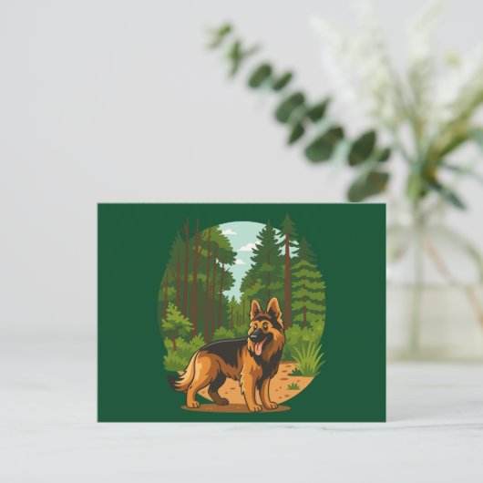 German Shepherd Forest Adventure Dog  Postkarte (Stehend Vorderseite)