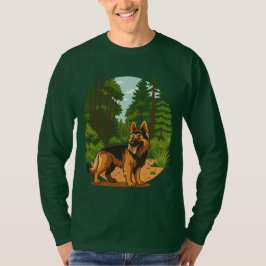 German Shepherd Forest Adventure Dog T-Shirt