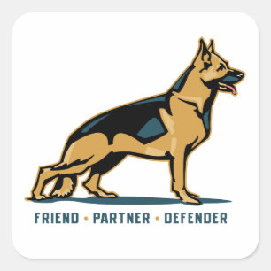 German Shepherd Friend Quadratischer Aufkleber