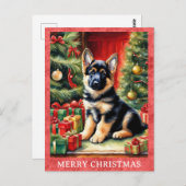 German Shepherd Frohe Weihnachten Niedlicher Welpe Postkarte (Vorne/Hinten)