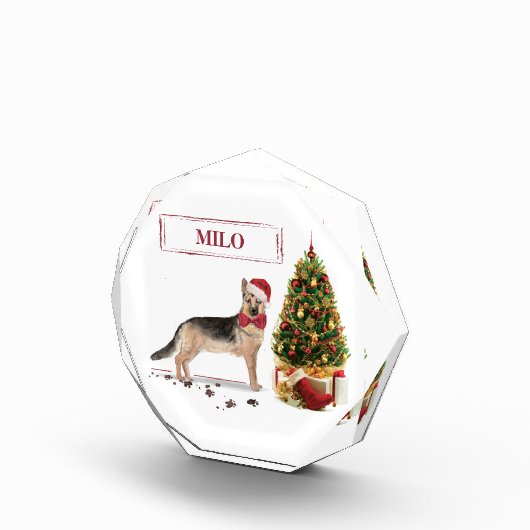 German Shepherd Funny Christmas Dog mit Baum Fotoblock (Rechts)