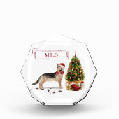 German Shepherd Funny Christmas Dog mit Baum Fotoblock (Vorderseite)