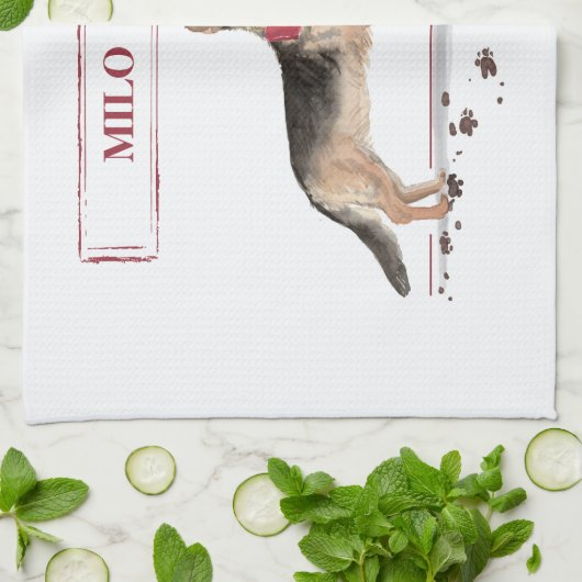 German Shepherd Funny Christmas Dog mit Baum Geschirrtuch (Gefaltet)