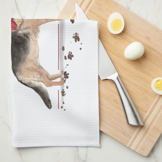 German Shepherd Funny Christmas Dog mit Baum Geschirrtuch (Viertel Falte)