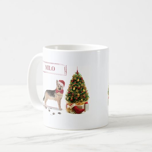 German Shepherd Funny Christmas Dog mit Baum Kaffeetasse (Vorderseite Links)