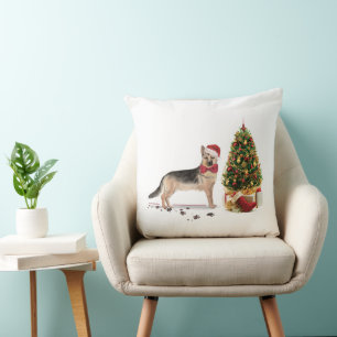 German Shepherd Funny Christmas Dog mit Baum Kissen