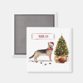 German Shepherd Funny Christmas Dog mit Baum Magnet (Vorderseite/Rückseite)