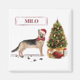 German Shepherd Funny Christmas Dog mit Baum Magnet