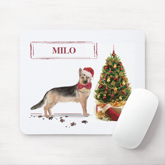 German Shepherd Funny Christmas Dog mit Baum Mousepad (Mit Mouse)