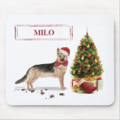 German Shepherd Funny Christmas Dog mit Baum Mousepad (Vorne)