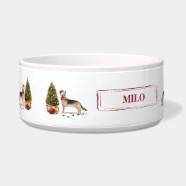 German Shepherd Funny Christmas Dog mit Baum Napf