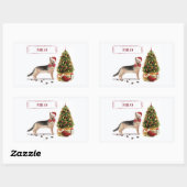 German Shepherd Funny Christmas Dog mit Baum Rechteckiger Aufkleber (Blatt)