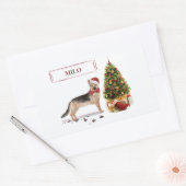 German Shepherd Funny Christmas Dog mit Baum Rechteckiger Aufkleber (Umschlag)