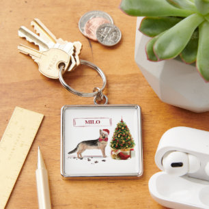 German Shepherd Funny Christmas Dog mit Baum Schlüsselanhänger