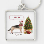 German Shepherd Funny Christmas Dog mit Baum Schlüsselanhänger (Vorne)