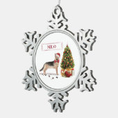 German Shepherd Funny Christmas Dog mit Baum Schneeflocken Zinn-Ornament (Rechts)