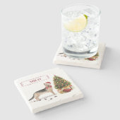 German Shepherd Funny Christmas Dog mit Baum Steinuntersetzer (Seitenansicht)