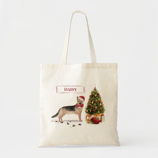 German Shepherd Funny Christmas Dog mit Baum Tragetasche (Vorne)