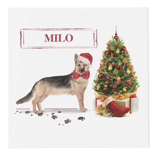 German Shepherd Funny Christmas Dog mit Baum Würfel (Rechts)