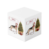 German Shepherd Funny Christmas Dog mit Baum Würfel (Rückseite Schrägansicht)