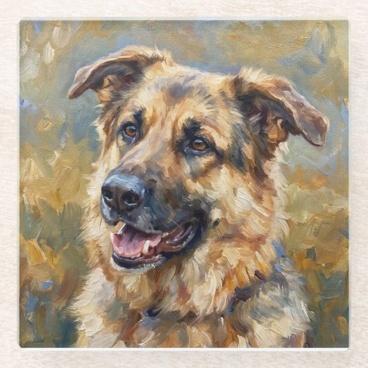 German Shepherd Glass Coasters for Dog Lovers Glasuntersetzer (Vorderseite)