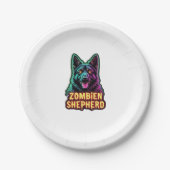 German Shepherd GSD Shep Zombie Dog Halloween Esse Pappteller (Vorderseite)